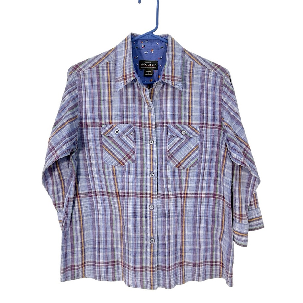 Woolrich cotton woman’s Plaid Shirt - Blue and purple Medium
